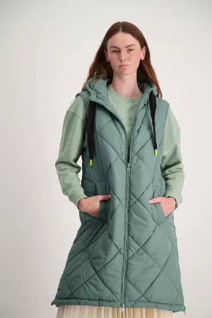 Longer Length Puffer Jacket - Dark Green