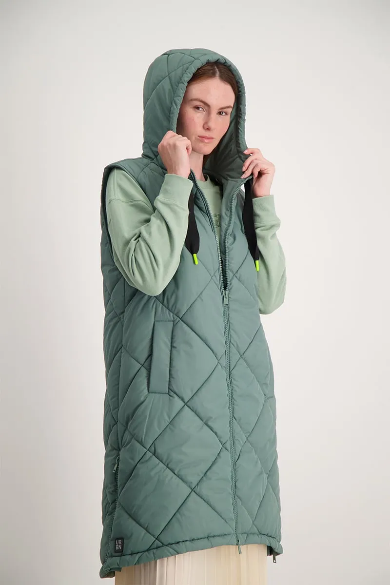 Longer Length Puffer Jacket - Dark Green