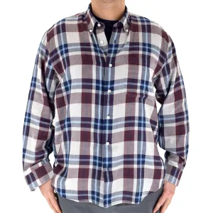 Lord Daniel Burgundy Plaid Long Sleeve Sport Shirt - 2800-806