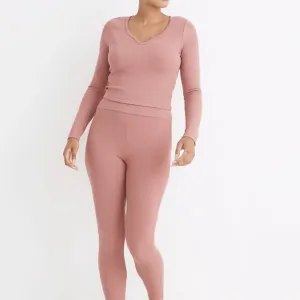 Madewell Ribbed Notch-Front Pajama Set Size S