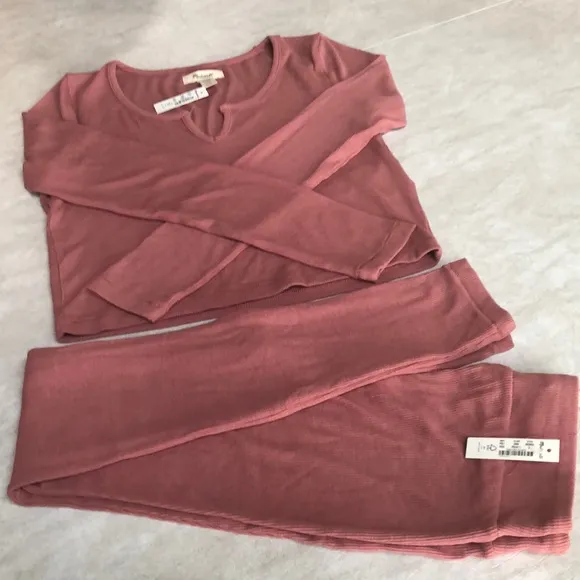Madewell Ribbed Notch-Front Pajama Set Size S
