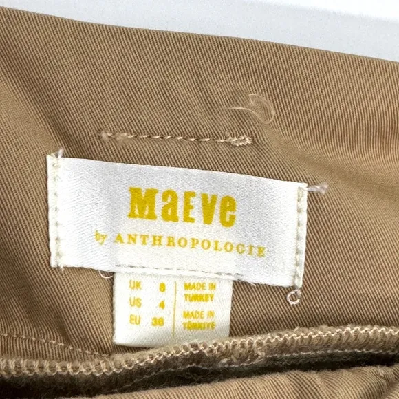 Maeve by Anthropologie Women’s Size 4 Small Brown Khaki Longline O-Ring Shorts