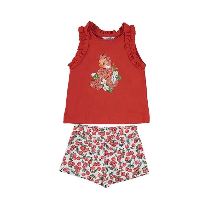 MAYORAL - Cherry Top & Short Set - Red