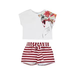 MAYORAL - Poppy Stripe Short Set - Red