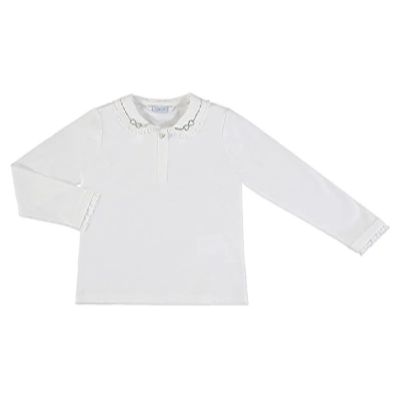 MAYORAL SILVER DIAMANTÉ PETER PAN COLLAR TOP WITH SHORTS