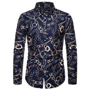 Men's Floral Print Vacation Style Lapel Long Sleeve Shirt