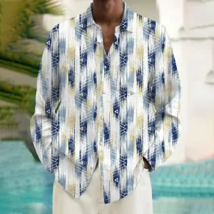 Men's Geometry Pocket Long Sleeve Shirts