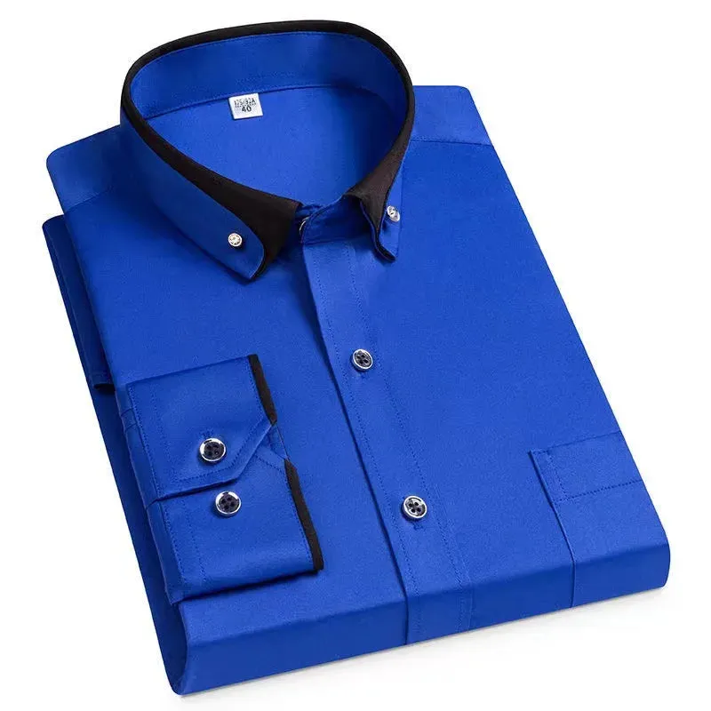 Men's Iron-Free Long-Sleeve Polyester Dress Shirt