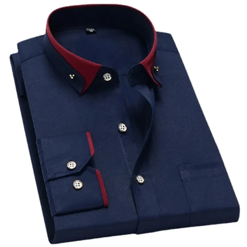 Men's Iron-Free Long-Sleeve Polyester Dress Shirt