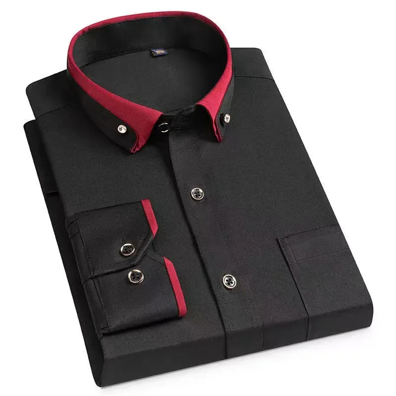 Men's Iron-Free Long-Sleeve Polyester Dress Shirt