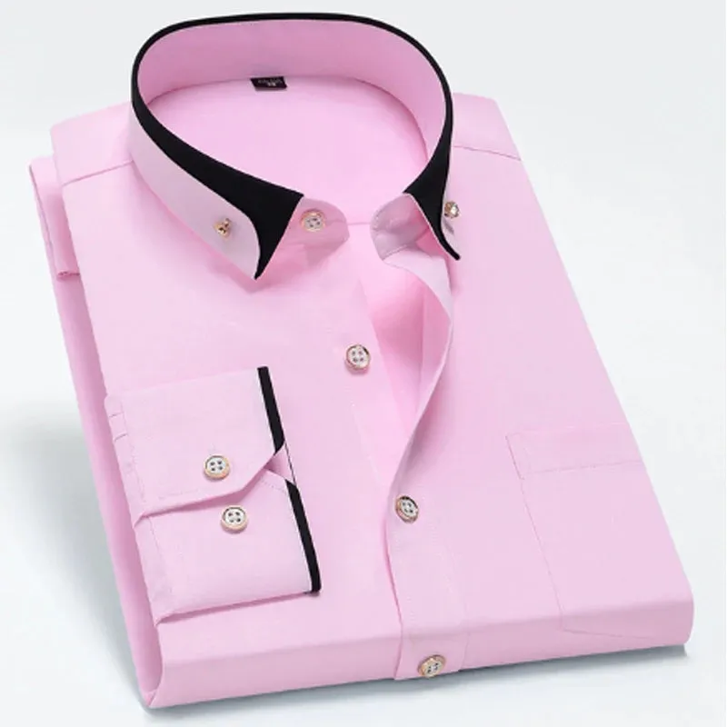 Men's Iron-Free Long-Sleeve Polyester Dress Shirt