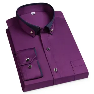 Men's Iron-Free Long-Sleeve Polyester Dress Shirt