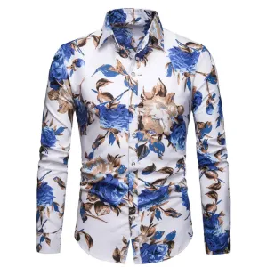 Men's Printed Long Sleeve Casual Cardigan Shirt
