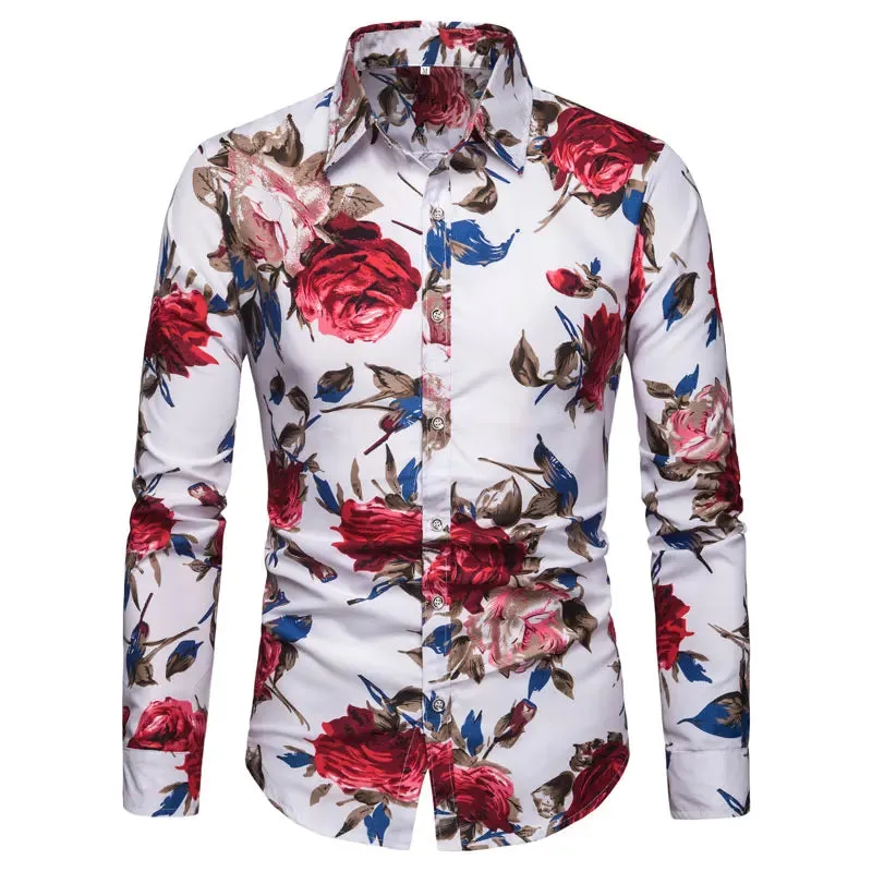 Men's Printed Long Sleeve Casual Cardigan Shirt