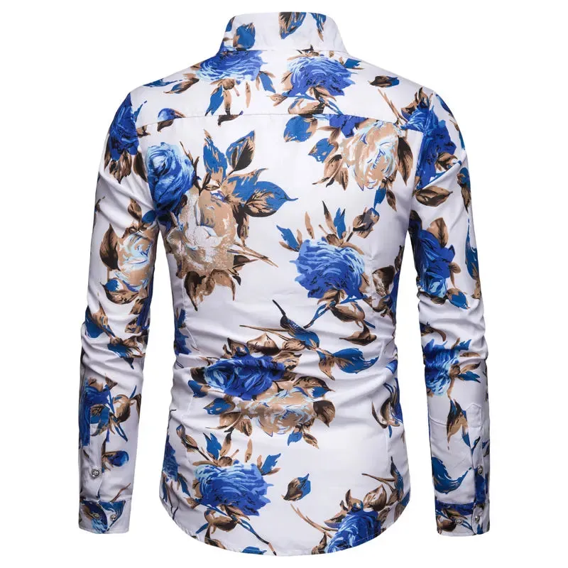 Men's Printed Long Sleeve Casual Cardigan Shirt