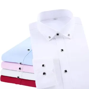 Men's Solid Color Long Sleeve Casual Business Shirt