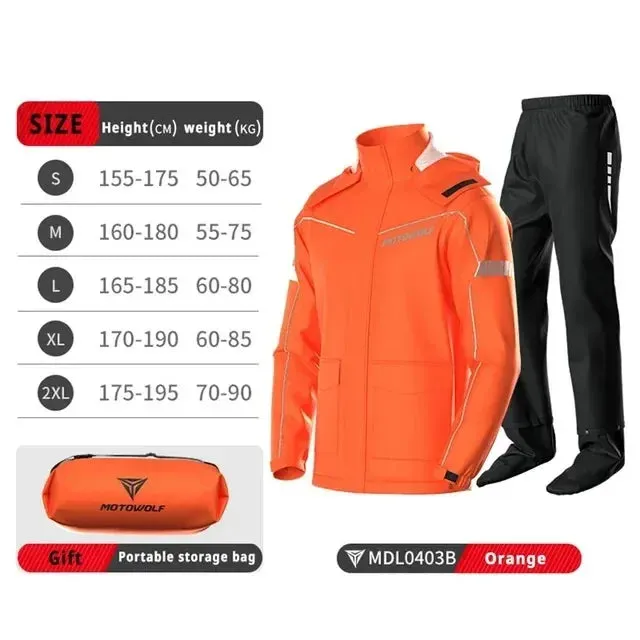 Motorcycle Raincoat Suit - Waterproof Reflective Split Jacket and Pants for Outdoor Activities