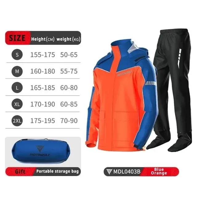 Motorcycle Raincoat Suit - Waterproof Reflective Split Jacket and Pants for Outdoor Activities