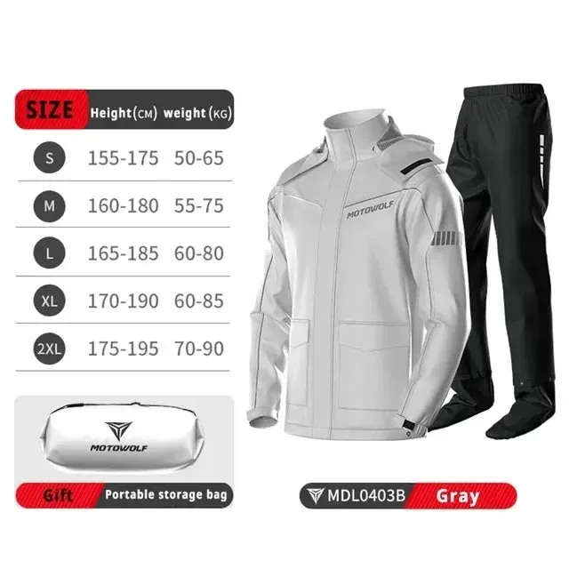 Motorcycle Raincoat Suit - Waterproof Reflective Split Jacket and Pants for Outdoor Activities
