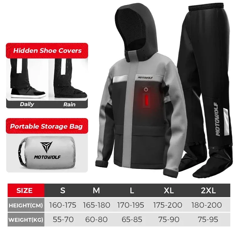 Motorcycle Raincoat Suit - Waterproof Reflective Split Jacket and Pants for Outdoor Activities