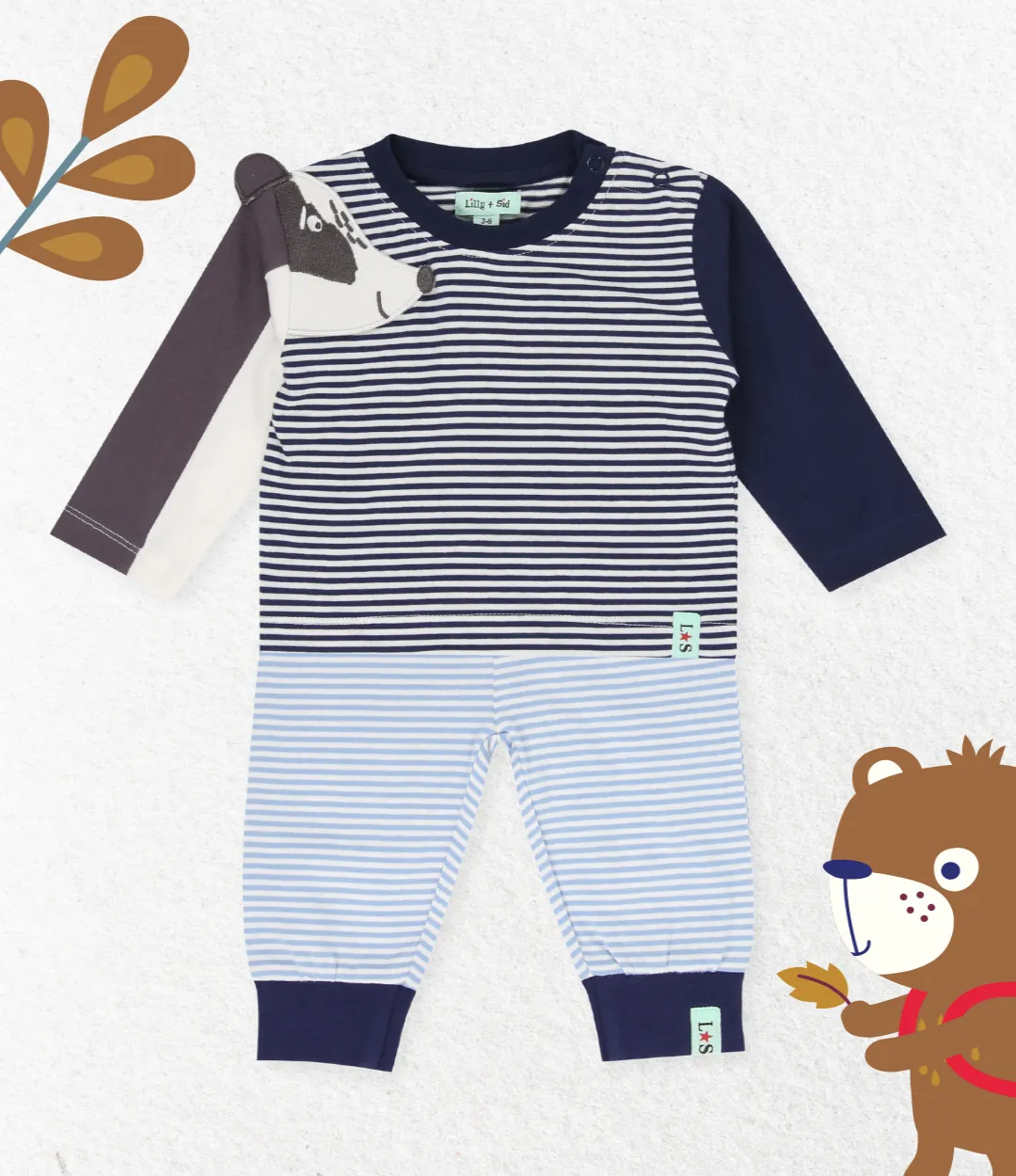 Multicoloured Badger Applique Top And Legging Set