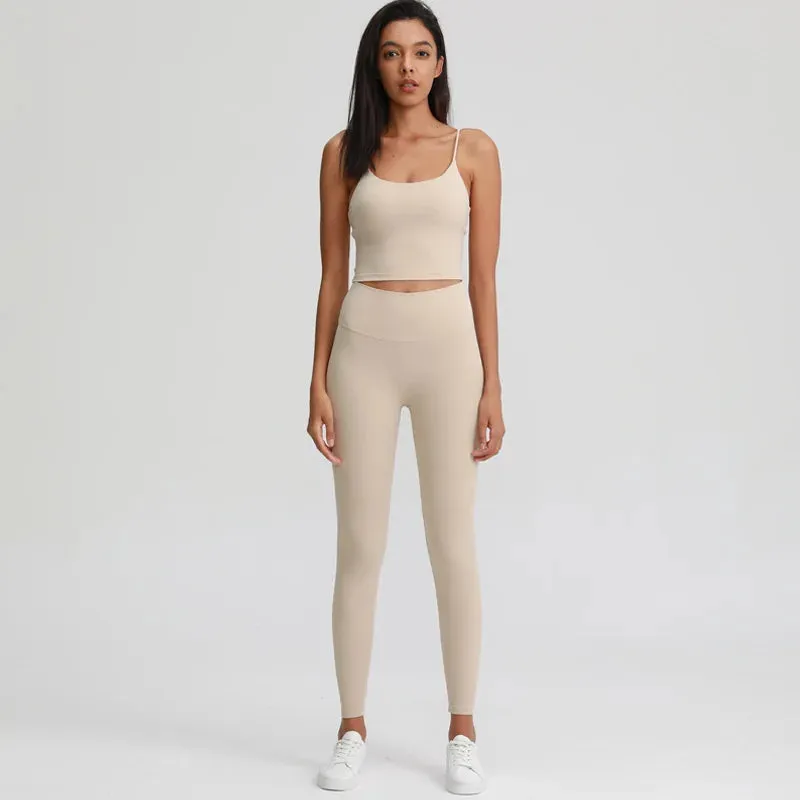 Naked Feel Yoga Set for Women - 2PCS High Waist Fitness Leggings   Sports Bra