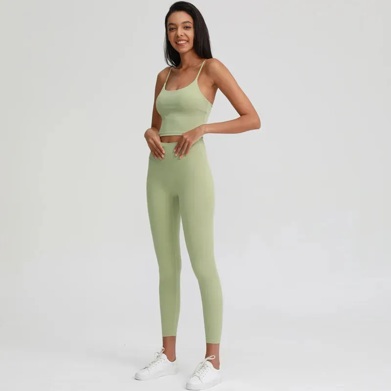 Naked Feel Yoga Set for Women - 2PCS High Waist Fitness Leggings   Sports Bra