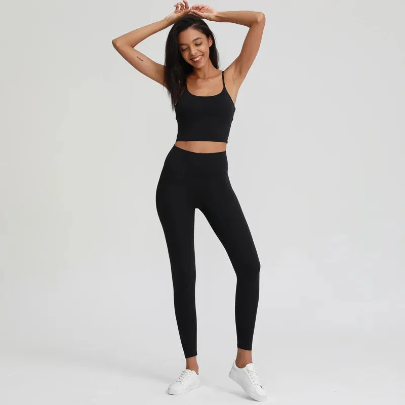 Naked Feel Yoga Set for Women - 2PCS High Waist Fitness Leggings   Sports Bra