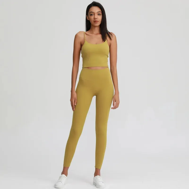 Naked Feel Yoga Set for Women - 2PCS High Waist Fitness Leggings   Sports Bra