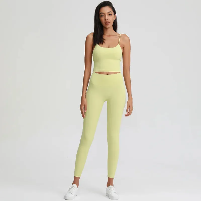 Naked Feel Yoga Set for Women - 2PCS High Waist Fitness Leggings   Sports Bra