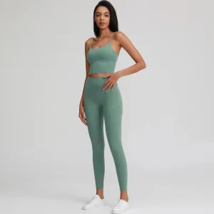 Naked Feel Yoga Set for Women - 2PCS High Waist Fitness Leggings   Sports Bra