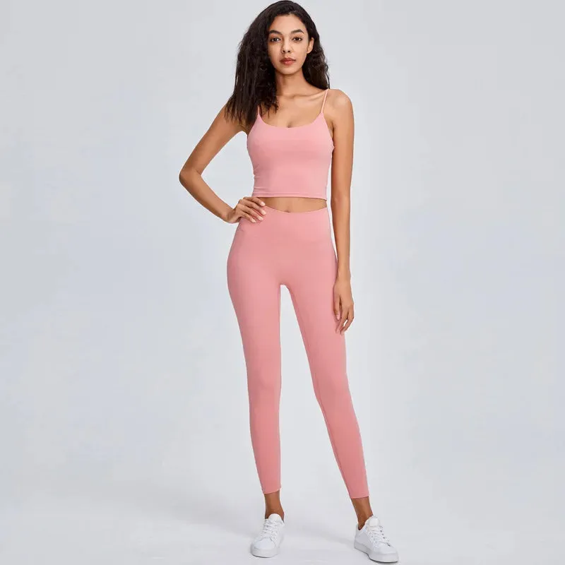 Naked Feel Yoga Set for Women - 2PCS High Waist Fitness Leggings   Sports Bra