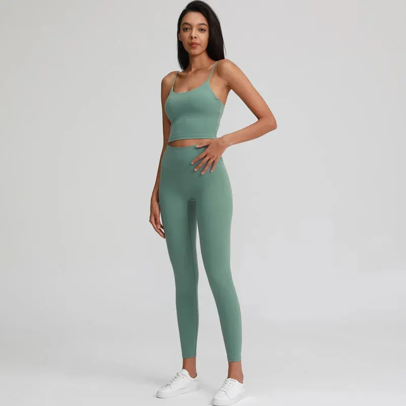 Naked Feel Yoga Set for Women - 2PCS High Waist Fitness Leggings   Sports Bra