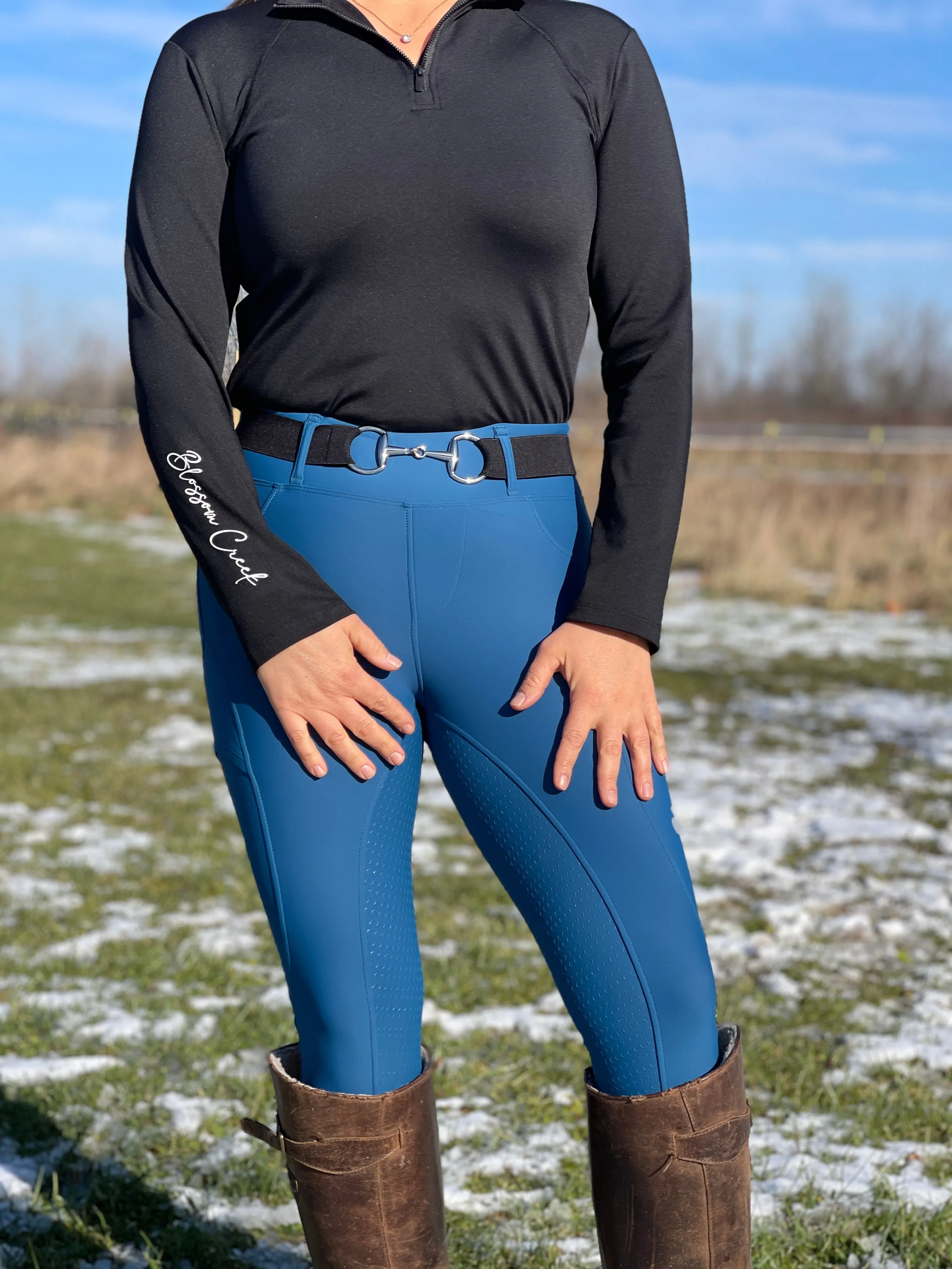 Natalie 1/4 Zip, Midnight Black - Fleece Lined Long Sleeve