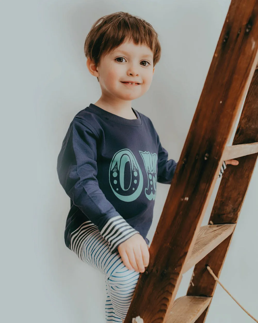 Navy Ok Slogan Print Sweatshirt