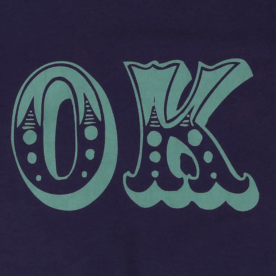 Navy Ok Slogan Print Sweatshirt