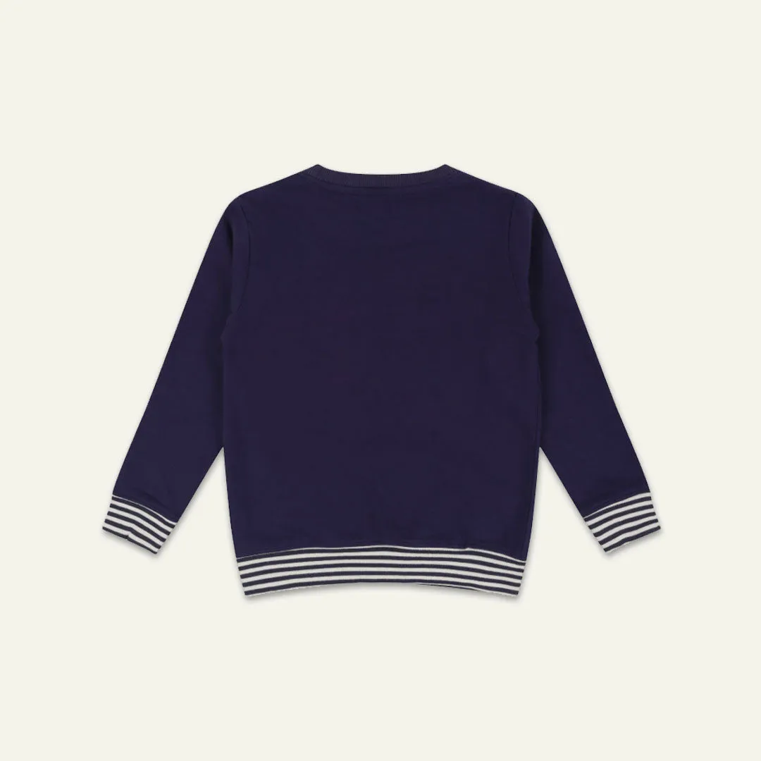 Navy Ok Slogan Print Sweatshirt