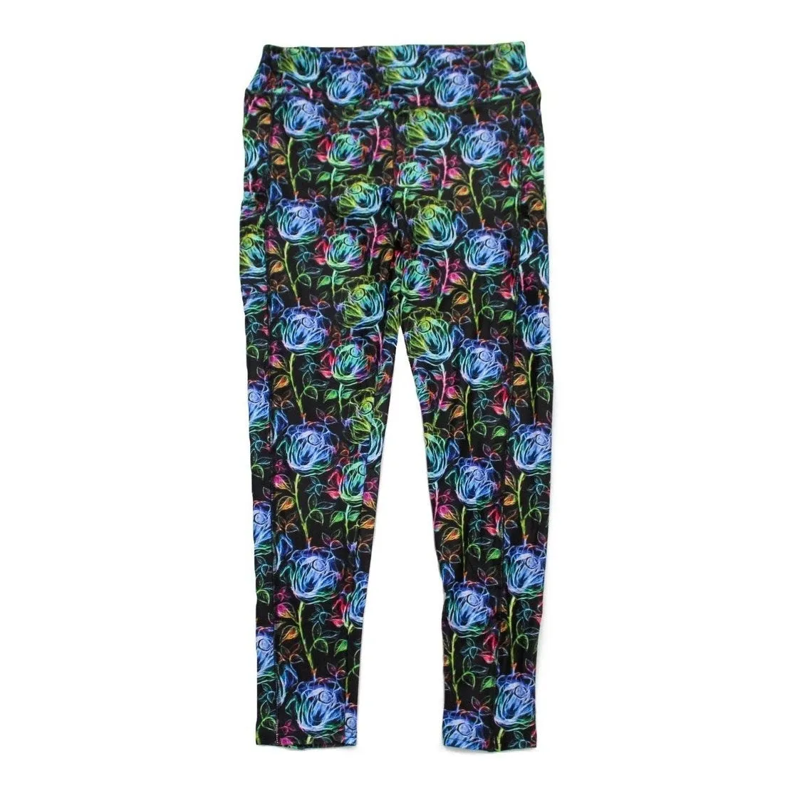 Neon Roses Leggings with Pockets Chalk Design
