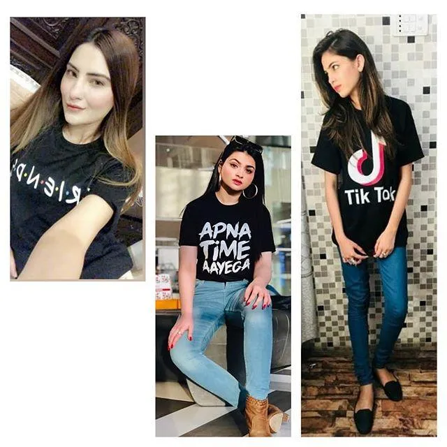 Pack of 3 - Black Friends  Black Apna Time Ayega and Black Tik Tok Printed T-Shirt