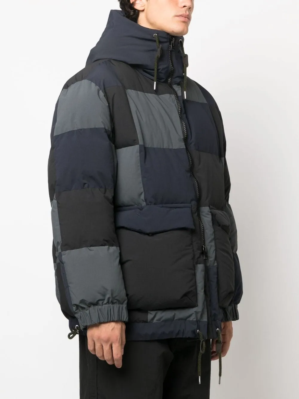 Patchwork padded down jacket