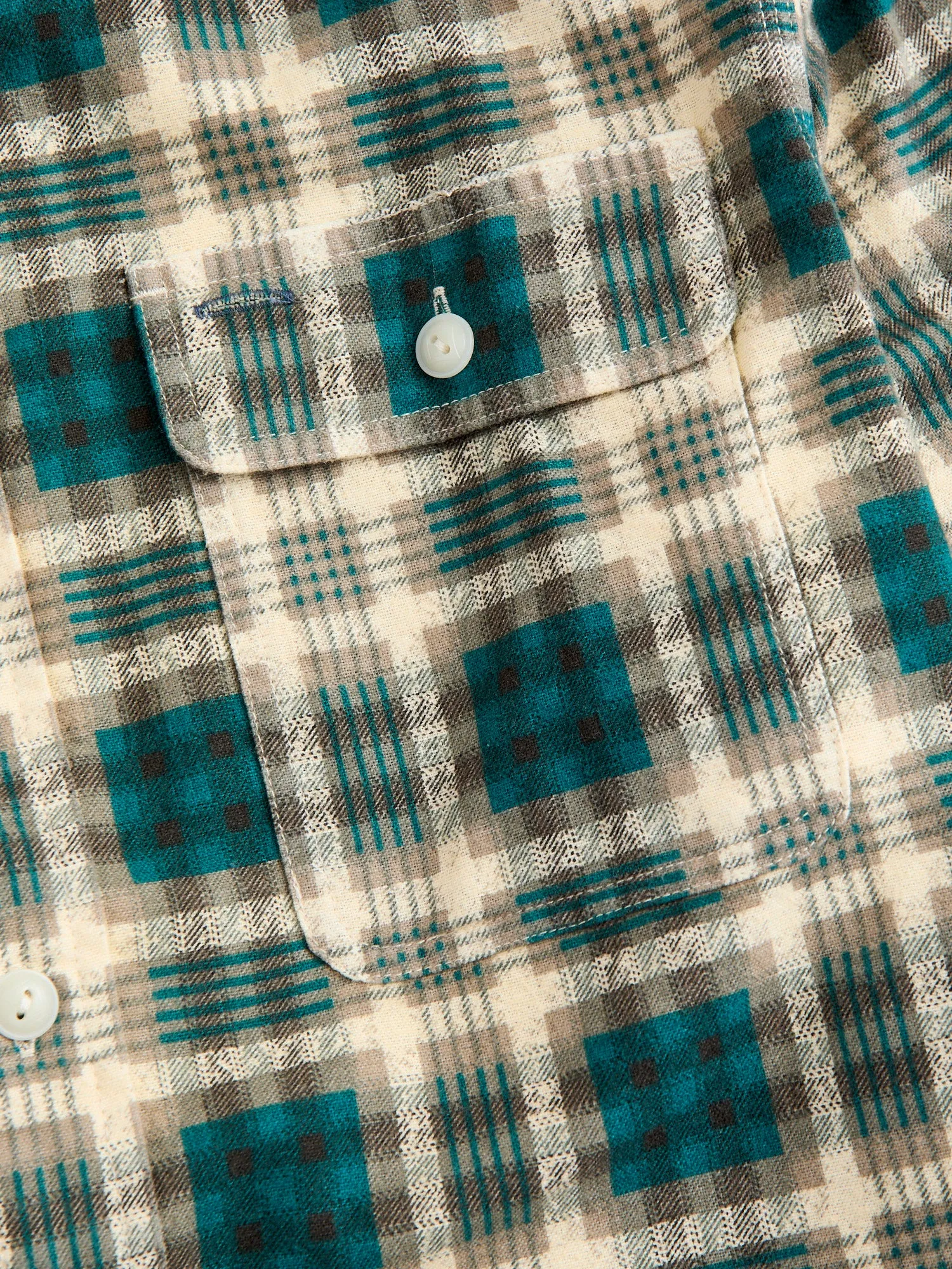Plaid Print Chamois Workshirt in Green Multi