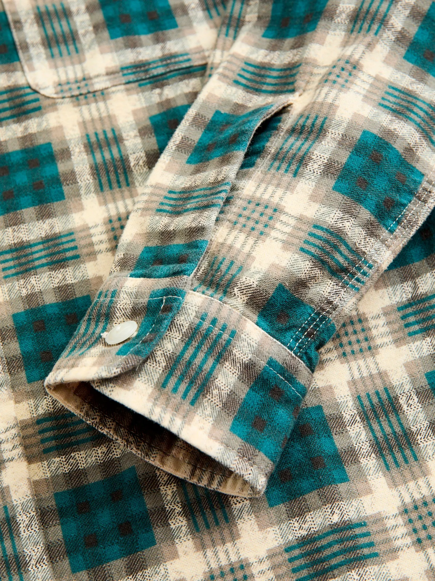 Plaid Print Chamois Workshirt in Green Multi