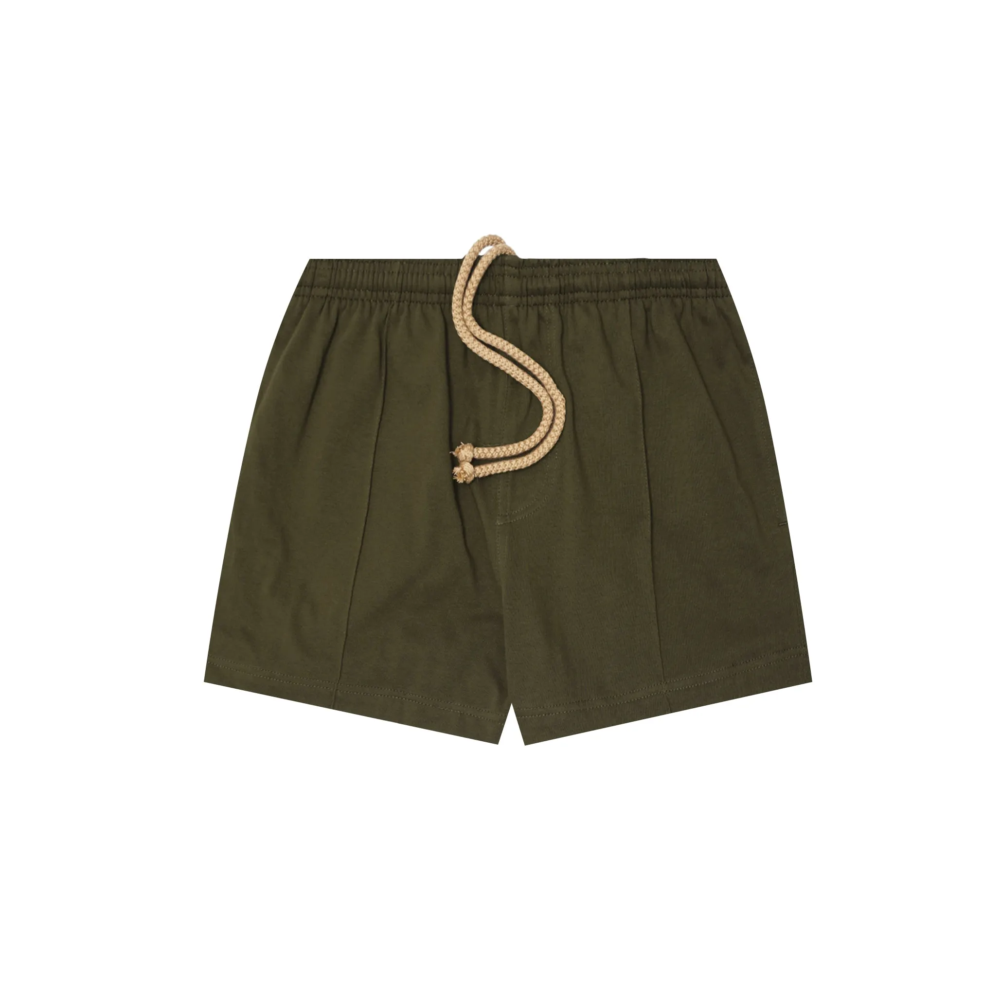PLEATED HOUSE SHORTS IN DARK MOSS