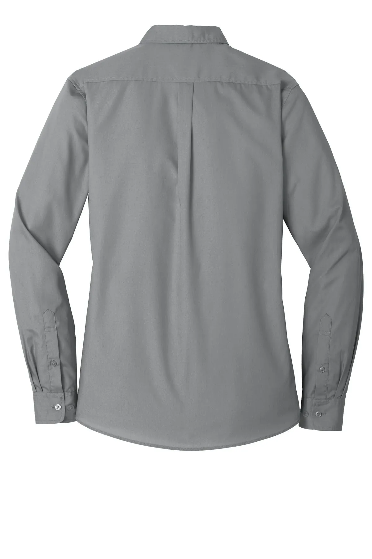 Port Authority Women's Long Sleeve Carefree Poplin Shirt. LW100 Gusty Grey