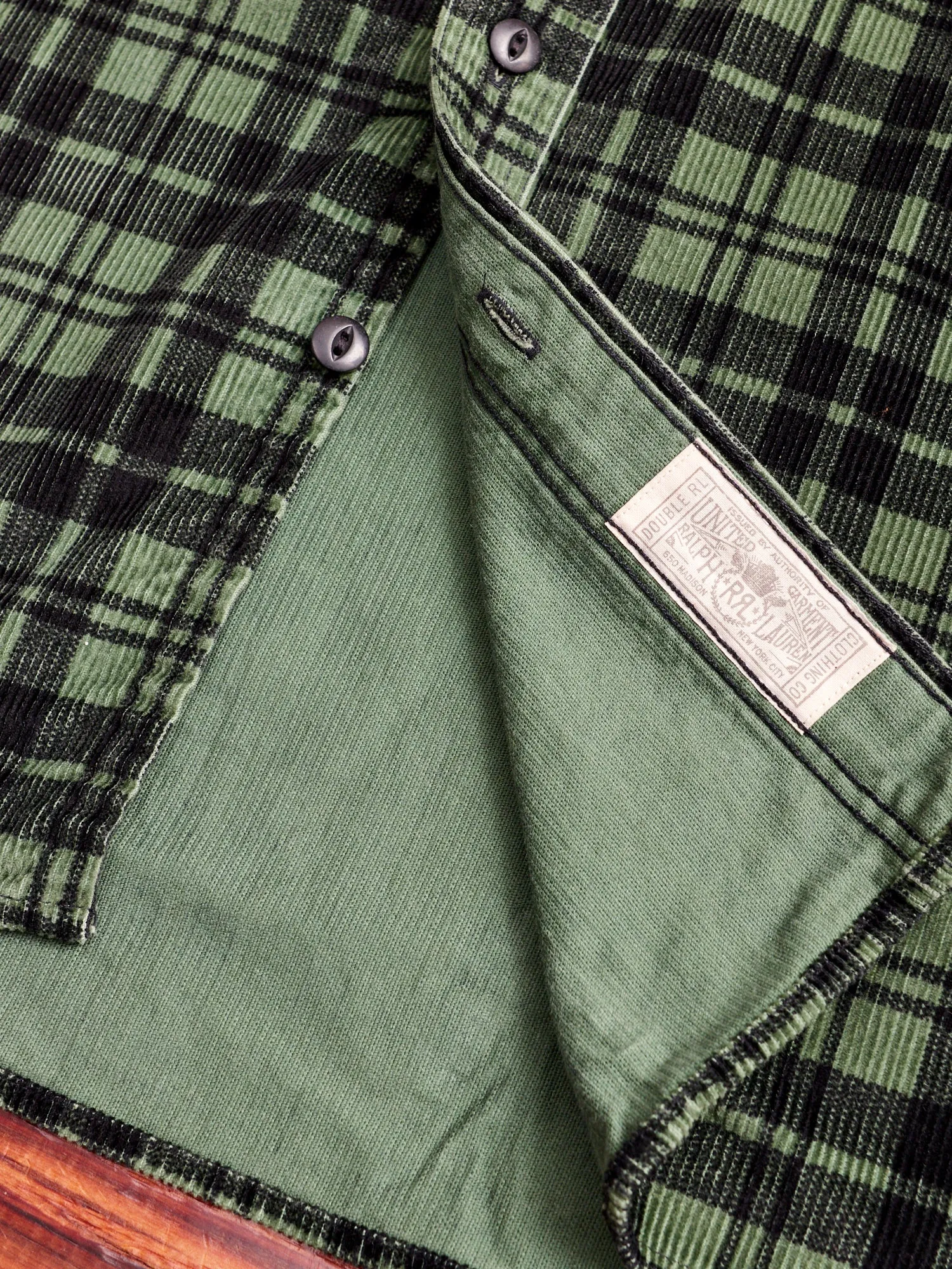 Printed Corduroy Work Shirt in Green/Black