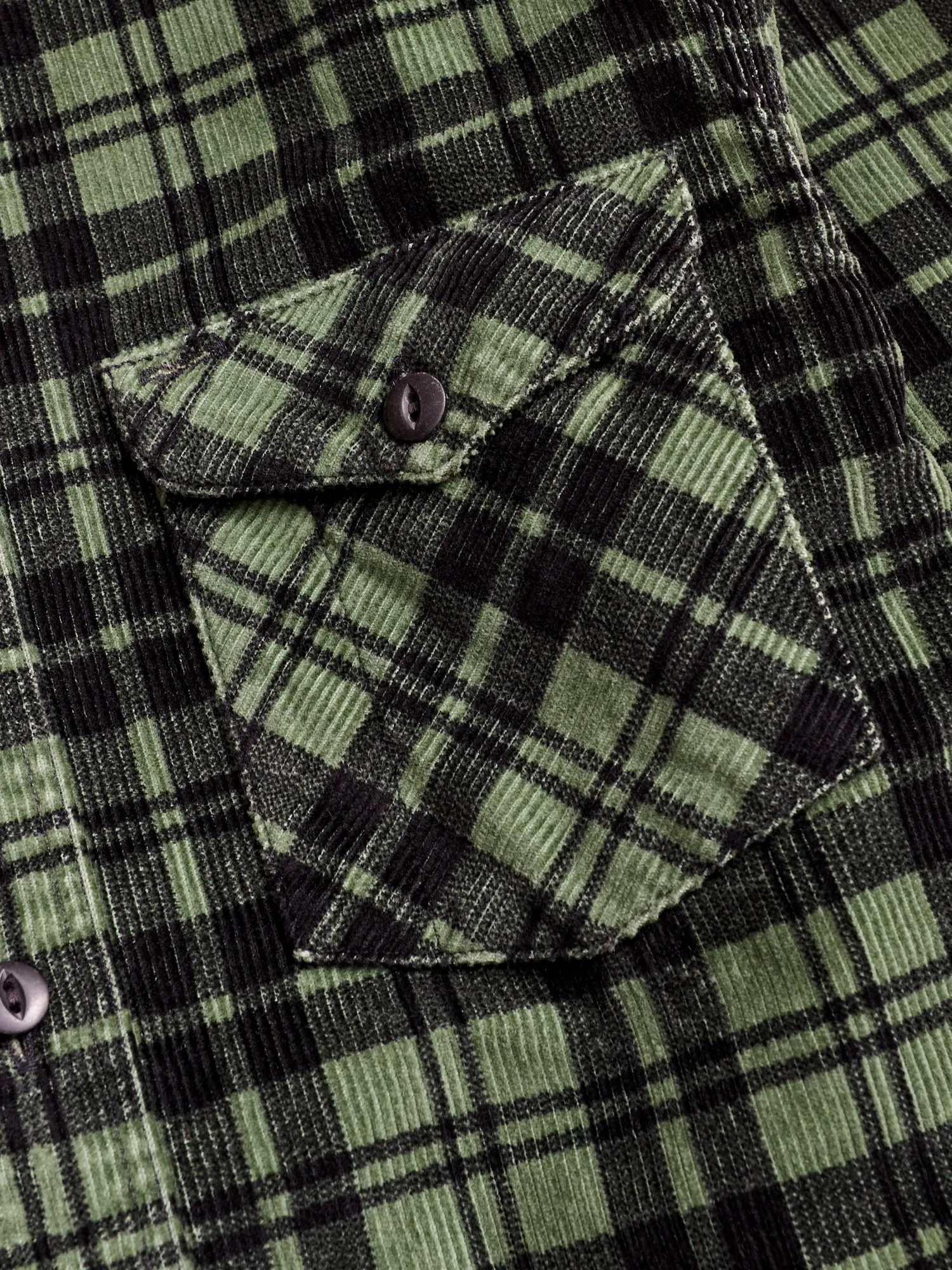 Printed Corduroy Work Shirt in Green/Black