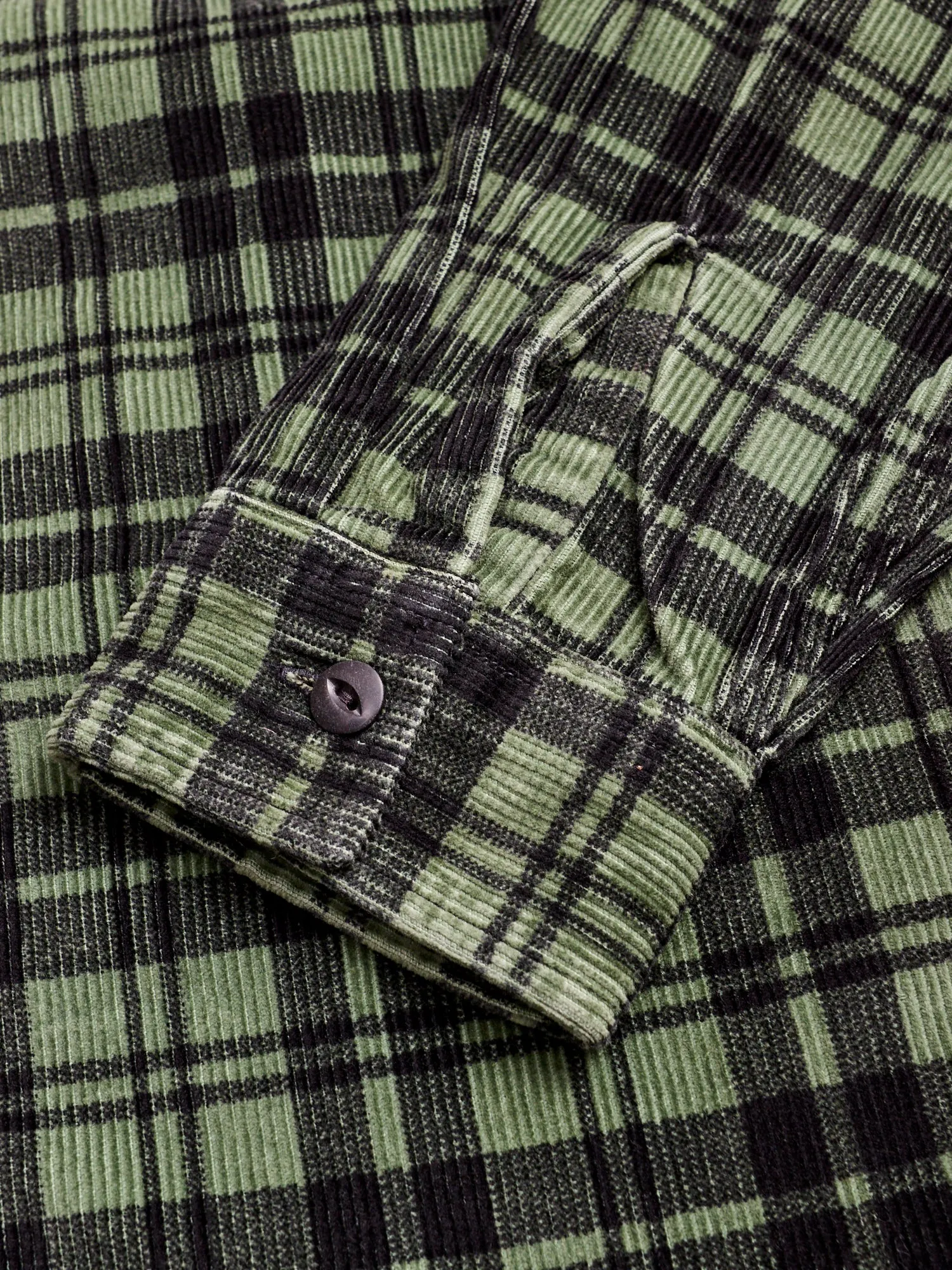 Printed Corduroy Work Shirt in Green/Black