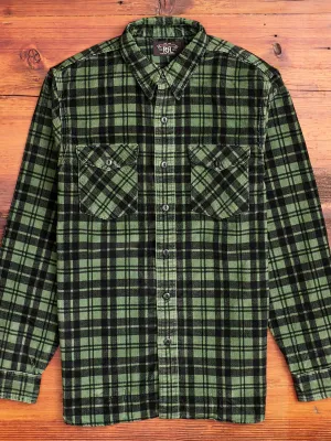 Printed Corduroy Work Shirt in Green/Black