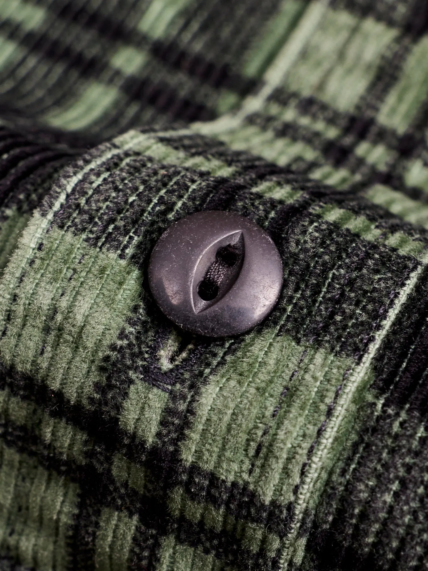Printed Corduroy Work Shirt in Green/Black
