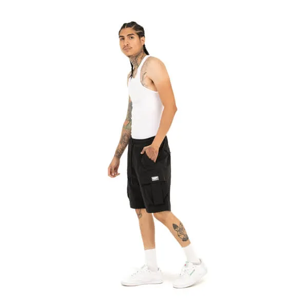 Pro Club Men's Comfort Stretch Nylon Cargo Short - 9 1/2 inch inseam - Black